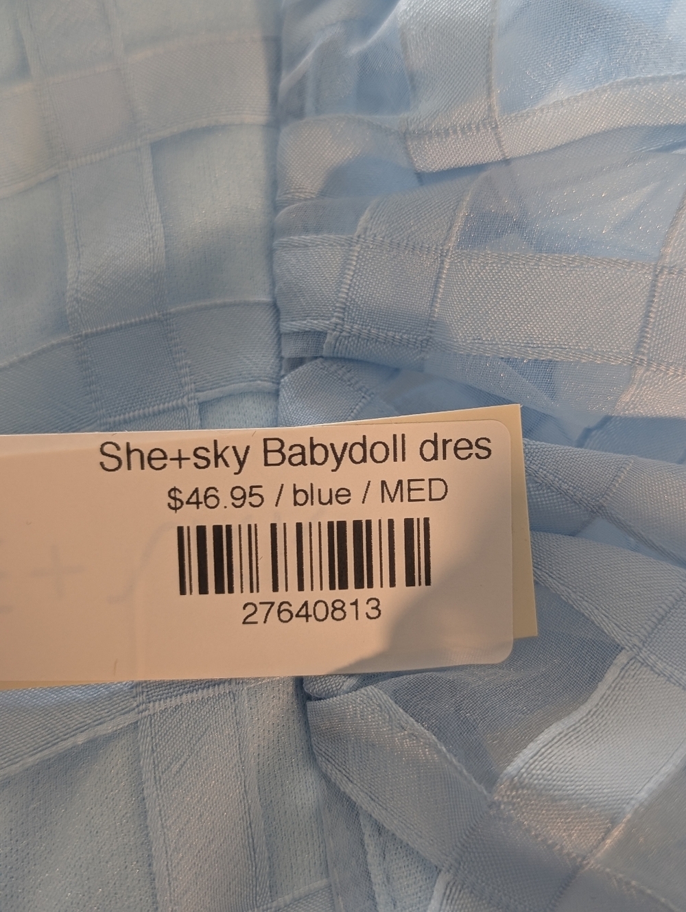 She + Sky Light Blue Sheer Puff Sleeve Dress Size Med - Picture 9 of 10